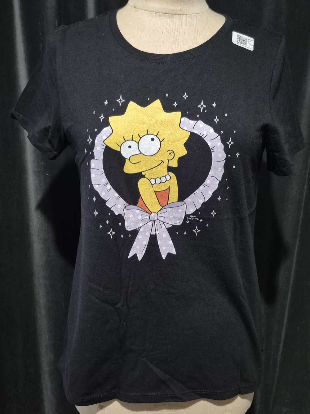 Black Lisa Simpson Graphic Tee - Women's Cute Cartoon Top (Box A)